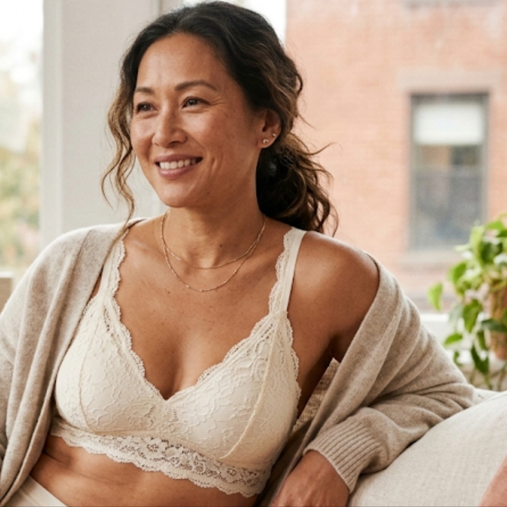 Aerie beige lace bra with racerback adjustable straps XL